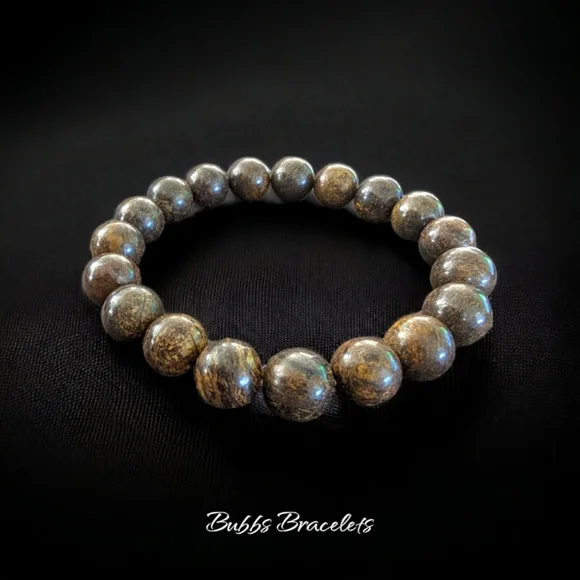 Bronzite Bracelet 10mm - Unisex Natural Stones Handmade - Picture 3 of 4